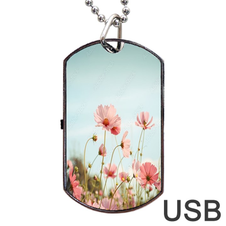 Cosmos Flower Blossom In Garden Dog Tag USB Flash (One Side)