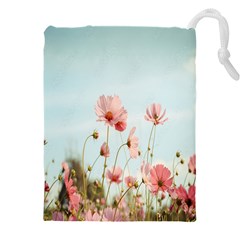 Cosmos Flower Blossom In Garden Drawstring Pouch (4xl) by artworkshop