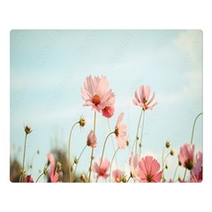 Cosmos Flower Blossom In Garden One Side Premium Plush Fleece Blanket (large)