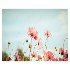 Cosmos Flower Blossom In Garden One Side Premium Plush Fleece Blanket (medium)