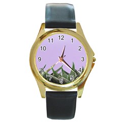 Cute Phone Wallpaper Round Gold Metal Watch by artworkshop