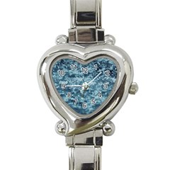 Water Splash Texture  Heart Italian Charm Watch by artworkshop