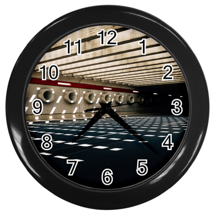 Dark tunnels within a tunnel Wall Clock (Black)