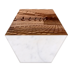 Dark Tunnels Within A Tunnel Marble Wood Coaster (hexagon)  by artworkshop