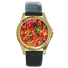 Design Art Pattern Round Gold Metal Watch by artworkshop