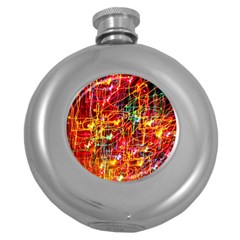 Design Art Pattern Round Hip Flask (5 Oz) by artworkshop