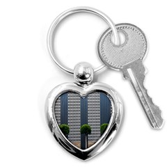 Exterior Building Pattern Key Chain (heart) by artworkshop