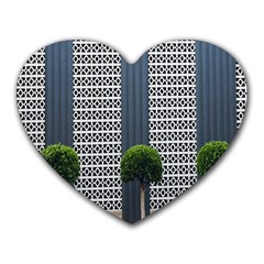 Exterior Building Pattern Heart Mousepad by artworkshop