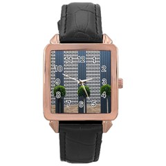 Exterior Building Pattern Rose Gold Leather Watch  by artworkshop