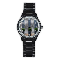 Exterior Building Pattern Stainless Steel Round Watch by artworkshop