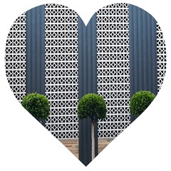 Exterior Building Pattern Wooden Puzzle Heart by artworkshop