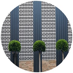 Exterior Building Pattern Wooden Puzzle Round by artworkshop