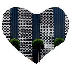 Exterior-building-pattern Large 19  Premium Heart Shape Cushions by artworkshop