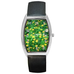 Flower Plant Spring Barrel Style Metal Watch by artworkshop