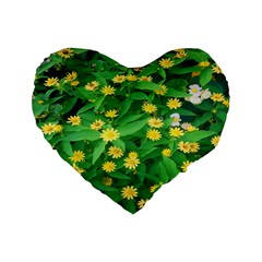 Flower Plant Spring Standard 16  Premium Flano Heart Shape Cushions by artworkshop