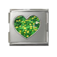 Flower Plant Spring Mega Link Heart Italian Charm (18mm)