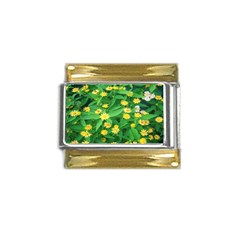 Flower Plant Spring Gold Trim Italian Charm (9mm)