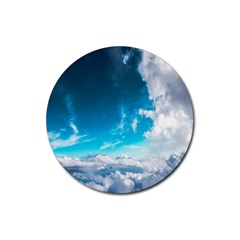 Landscape Sky Clouds Hd Wallpaper Rubber Round Coaster (4 Pack) by artworkshop