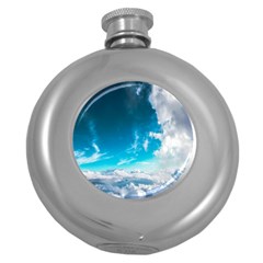 Landscape Sky Clouds Hd Wallpaper Round Hip Flask (5 Oz) by artworkshop