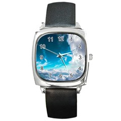 Landscape Sky Clouds Hd Wallpaper Square Metal Watch by artworkshop