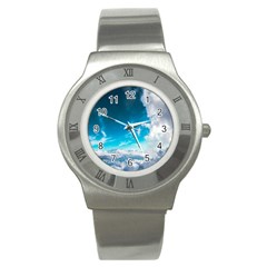 Landscape Sky Clouds Hd Wallpaper Stainless Steel Watch by artworkshop