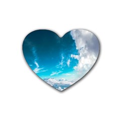 Landscape Sky Clouds Hd Wallpaper Rubber Heart Coaster (4 Pack) by artworkshop