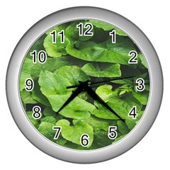 Layered Plant Leaves Iphone Wallpaper Wall Clock (silver) by artworkshop