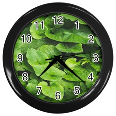 Layered Plant Leaves Iphone Wallpaper Wall Clock (black) by artworkshop