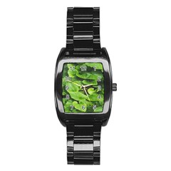 Layered Plant Leaves Iphone Wallpaper Stainless Steel Barrel Watch by artworkshop