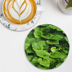 Layered Plant Leaves Iphone Wallpaper Uv Print Round Tile Coaster by artworkshop