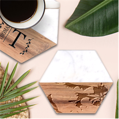 Layered Plant Leaves Iphone Wallpaper Marble Wood Coaster (hexagon) 