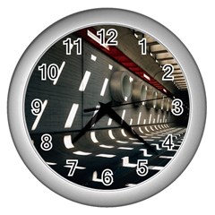 Leading Lines A Holey Walls Wall Clock (silver) by artworkshop