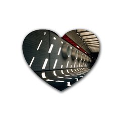 Leading Lines A Holey Walls Rubber Coaster (heart) by artworkshop