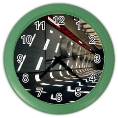 Leading Lines A Holey Walls Color Wall Clock by artworkshop