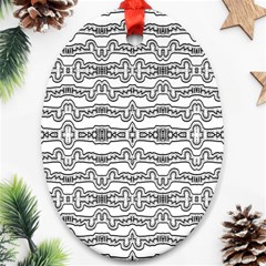 Black And White Tribal Print Pattern Oval Ornament (two Sides)