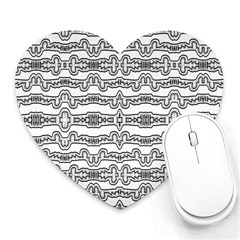 Black And White Tribal Print Pattern Heart Mousepad by dflcprintsclothing