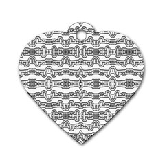 Black And White Tribal Print Pattern Dog Tag Heart (one Side) by dflcprintsclothing