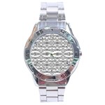 Black And White Tribal Print Pattern Stainless Steel Analogue Watch Front