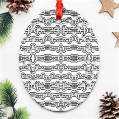 Black And White Tribal Print Pattern Oval Filigree Ornament (two Sides)