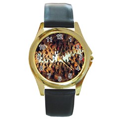 Art Installation Science Museum London Round Gold Metal Watch by artworkshop