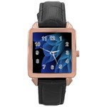 Abstract Blue Background Rose Gold Leather Watch  Front