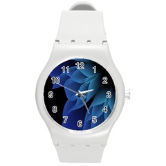 Abstract Blue Background Round Plastic Sport Watch (m) by artworkshop