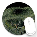 Astronaut Lying In Flowers Fantasy Round Mousepad Front