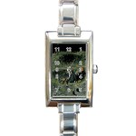 Astronaut Lying In Flowers Fantasy Rectangle Italian Charm Watch Front