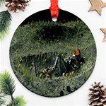 Astronaut Lying In Flowers Fantasy Ornament (Round) Front