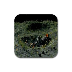 Astronaut Lying In Flowers Fantasy Rubber Square Coaster (4 Pack) by artworkshop