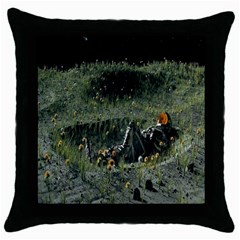 Astronaut Lying In Flowers Fantasy Throw Pillow Case (black) by artworkshop