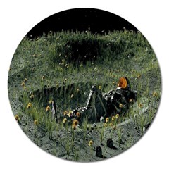 Astronaut Lying In Flowers Fantasy Magnet 5  (round) by artworkshop