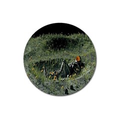 Astronaut Lying In Flowers Fantasy Magnet 3  (round) by artworkshop