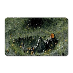 Astronaut Lying In Flowers Fantasy Magnet (rectangular) by artworkshop